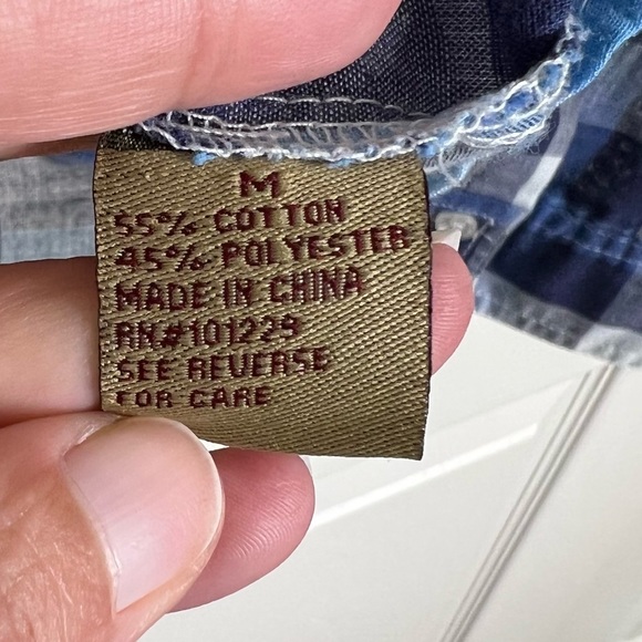 Ashley Western Style Blue Plaid Long Sleeve Button Down Shirt Size M - Picture 7 of 8